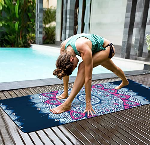 nuveti Yoga Mat Print Extra Thick TPE Non Slip Fitness Exercise Mat with Carrying Bag,72"x24" Extra Thick 6MM Exercise & Workout Mat for Yoga, Pilates Fitness and Floor Exercises - color: Bing