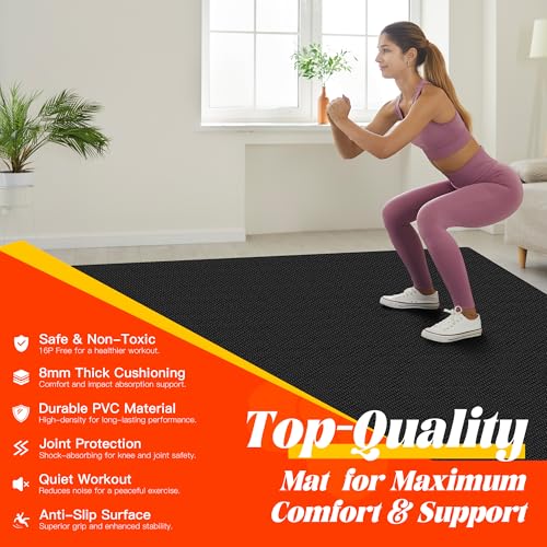 VTORY Extra Thick Large Exercise Mat, 8mm PVC Large Workout Mat 7x5/6x4 - size: 6'x4'x8mm Standard