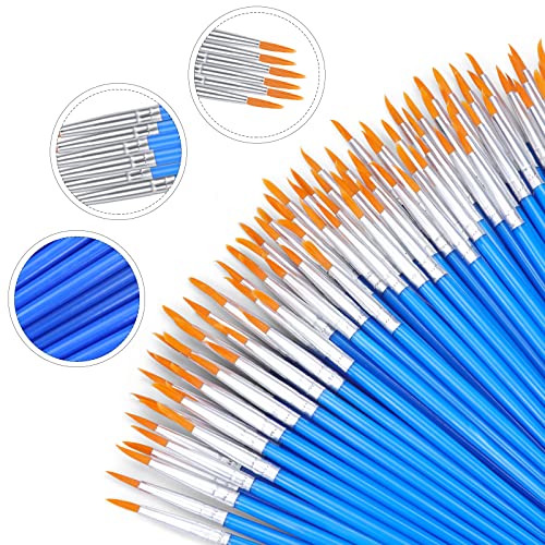 AROIC Small Paint Brushes Bulk,130pcs Nylon Hair Round Detail Brushes | Classroom Model Oil Watercolor Face Acrylic Painting,Paint Brushes Professional Artist and Kids Painting Kits - color: Blue, size: 130 Fine