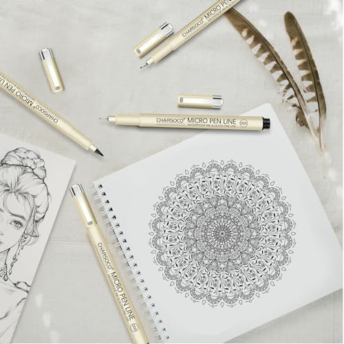Black Micro Pens, 6 Sizes in 0.23mm - 2mm, Waterproof Archival Ink, Fine Point Pen for Artist Illustration, Sketching, Anime, Manga and Technical Drawing - color: 6 Pack (Black & 6 Size)