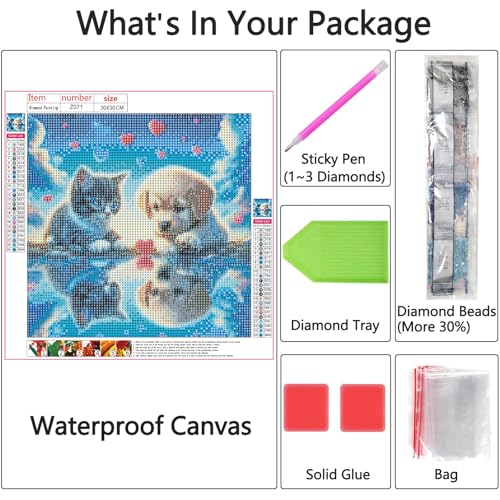 Shouruihua Dog Diamond Painting Kits for Adults, Cat Diamond Art Kits | Animal, Gem Art, Diamond Dotz Kits, Diamond Dots, Wall Art, Adult Crafts, Full Round Drill Diamond Painting Kits, 11.8x11.8in - color: Dog and Cat