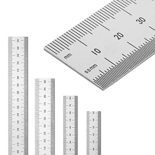 Mr. Pen- Machinist Ruler, 4 Pack, (6, 8, 12, 14 Inch) | Stainless Steel Metric & Imperial, Precision Measuring Tool, 1/64", 1/32", 0.5 mm Graduation for Engineering, Carpentry - style: 6, 8, 12, 14 inch