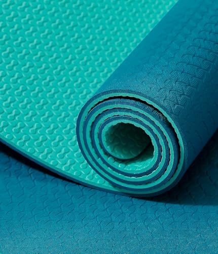 IUGA Yoga Mat Thick Non Slip Anti-tear Pilates Mat Eco Friendly Hot Yoga Mats for Workout & Exercise(72"x 24"x 6mm) - color: Ocean