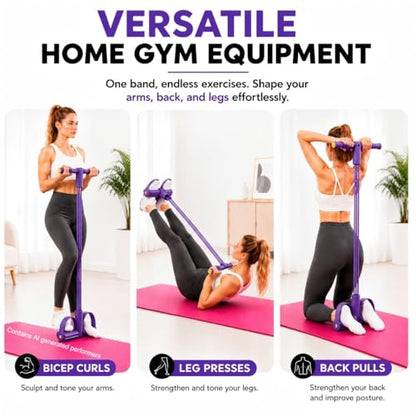 8-Tube Pedal Resistance Band, Sit Up Pull Rope for Home - color: Purple