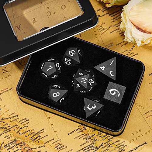 Ebony Wood DND Dice Set Wooden Polyhedral Dice Set for Tabletop Game - color: Ebony Wood