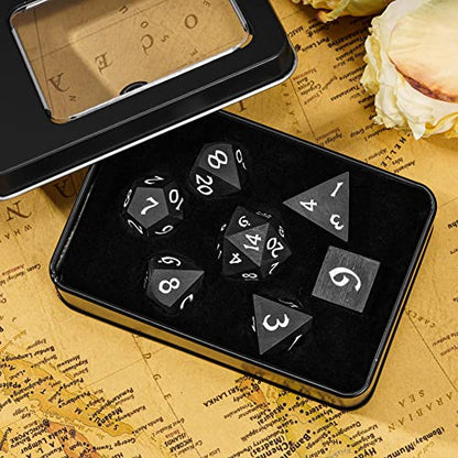 Ebony Wood DND Dice Set Wooden Polyhedral Dice Set for Tabletop Game - color: Ebony Wood