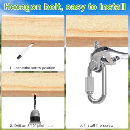 SELEWARE Heavy Duty Swing Hanger, 4 Pack Porch Swing Hardware - color: O (5 Inch, 4 Pack)