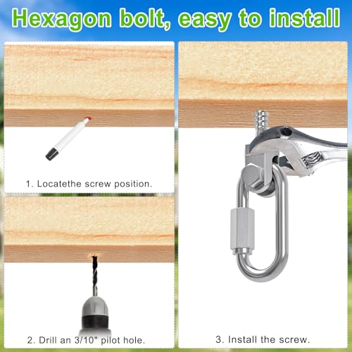 SELEWARE Heavy Duty Swing Hanger, 6 Pack Porch Swing Hardware - color: O (5 Inch, 6 Pack)