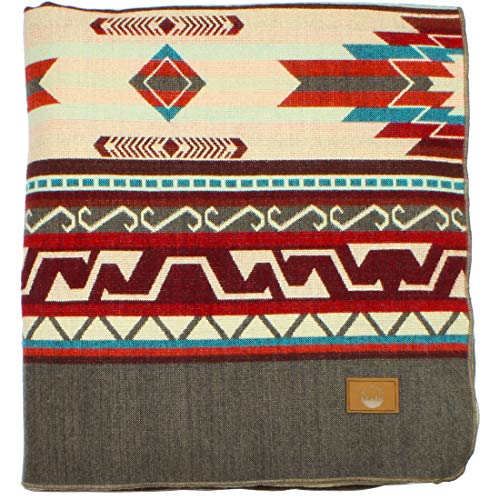 Inca Aztec Throw, Queen, King Blanket | Southwest Indian Navajo Boho Style | Native Cover for Camping, Bedding, Couch, Vanlife | Faux Alpaca, Lightweight, Hypoallergenic (Chimborazo Beige, Throw) - color: Chimborazo Beige, size: Throw Blanket