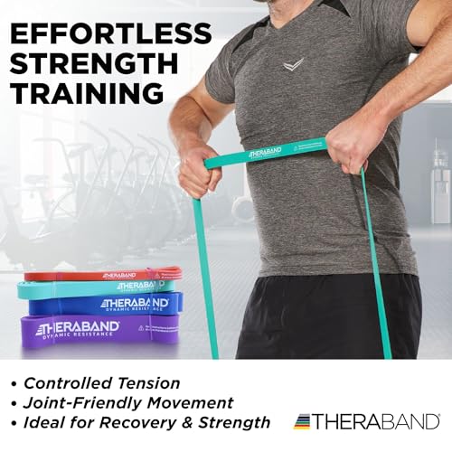 THERABAND High Resistance Super Band Set, Exercise Workout, Therapy, Multi | THERABAND elastic resistance band for exercise, strength training, physical therapy and at-home workouts - size: 4 Pack (15-50 lbs)
