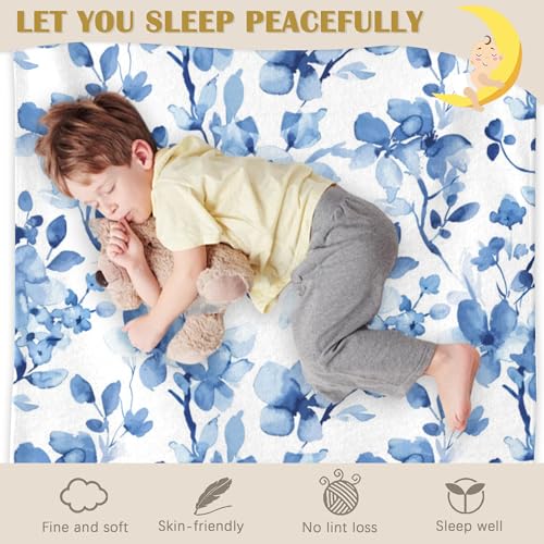 Pastel Floral Blanket, Blue Flower Soft Lightweight Throw Blanket for Sofa Couch Bed Room 50x60 inch - color: Pastel Blue