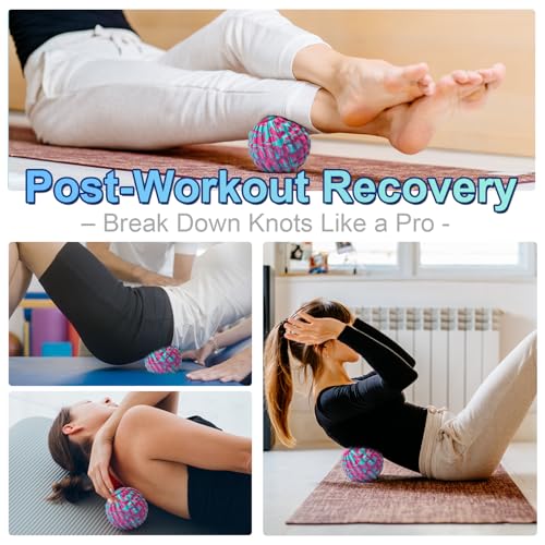 Deep Tissue Massage Ball for Exercise & Recovery - SGS Certification - Targets Back, Shoulder, Legs&Feet - Relieves Muscle Knots, Joint Pain&Tightness, Pressure Point Therapy- Myofascial Release Ball - color: Blue&pink, size: 1-Pack | 5.1-inch