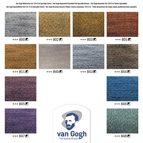 Van Gogh Watercolor Paint Set, Plastic Pocketbox, 12x10ml Specialty Metallic & Interference Colors Selection - color: 12 Metallic/Interference (Plastic Pocketbox), style: 10ml Tube