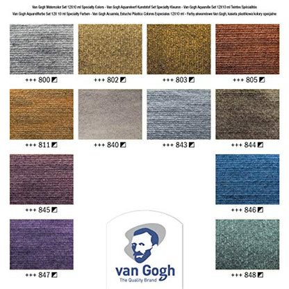 Van Gogh Watercolor Paint Set, Plastic Pocketbox, 12x10ml Specialty Metallic & Interference Colors Selection - color: 12 Metallic/Interference (Plastic Pocketbox), style: 10ml Tube