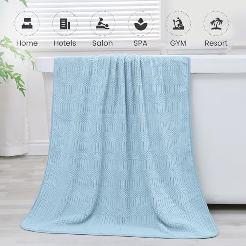 JML Microfiber Bath Towels, Light Blue, 30" x 60", 2 Pack - color: Diamond Cross Grid Light Blue, size: 2 Pack (30 in x 60 in)