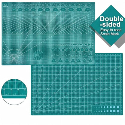 THMINS Self-Healing Sewing Mat, 12"18", Green Cutting Mat, A3 | 5-Ply, Double-Sided, Rotating Cutting Mat, Precision Sewing, Fabric Cutting - size: 12"×18"