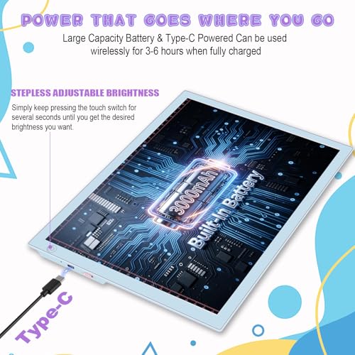 Light Up Tracing Board Kits Blue, 15" Writing Tracer Pad for Kids Ages 3-12, Drawing Tablet Supplies for Diamond Art Painting Accessories, Sketching Light Box Table for Boys Adults Holiday Gift Toys - style: 15" Kit Blue (Rechargeable)