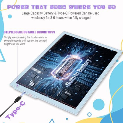 Light Up Tracing Board Kits Blue, 15" Writing Tracer Pad for Kids Ages 3-12 | Drawing Tablet Supplies for Diamond Art Painting Accessories, Sketching Light Box Table for Boys Adults Holiday Gift Toys - style: 15" Kit Blue (Rechargeable)