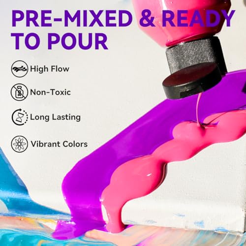 OPHIR 6 Classic Color Acrylic Pour Paint Kit for Fluid Painting | Smooth-Flow Paint Works With Canvas Painting, Wood Crafts, Glass Decoration and Rock Art Projects - color: Classic Colors Set (6 Bottles)