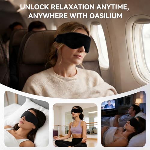 Lyocell Weighted Sleep Eye Mask for Women Men, 5.3oz or 7oz, Cooling, Removable Washable Weighted Bag, Light Blocking Eye Cover, Soft Eye Shade for Travel Essentials, Office Naps, Gift,Black - color: Black