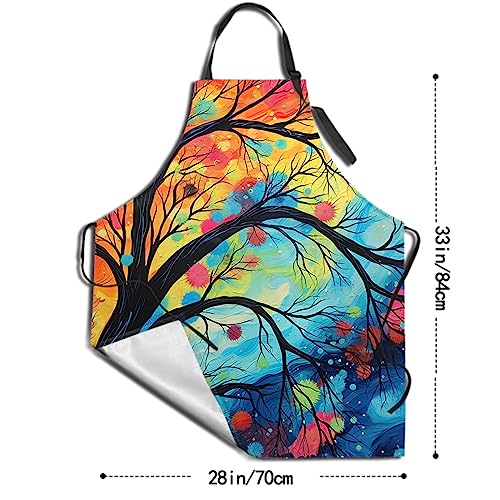 Artist Painting Apron with 2 Pockets Painters Art Aprons Gifts for Women Men - color: Abstract Tree Drawing Art