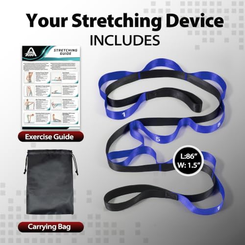 Acozycoo Stretching Strap with Loops for Physical Therapy,Knee,Calf,Back - color: Dark Blue, size: Length: 86 Inch, Width: 1.5 Inch