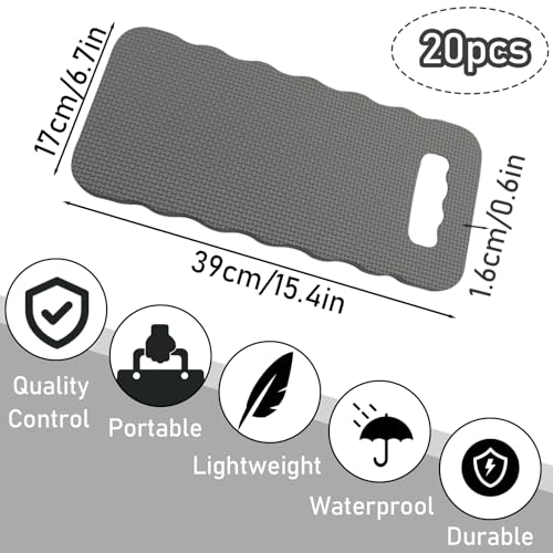 20 Pcs Garden Kneeling Pad, 15.4 x 6.7 Inch, Grey - color: Gray