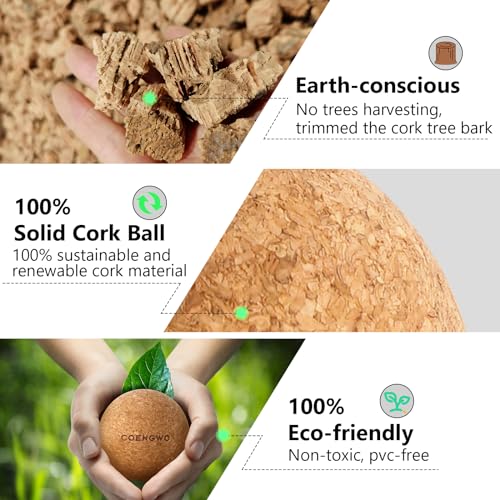 COENGWO Cork Ball Lacrosse Ball, Deep Tissue Muscle Tension Therapy Ball for Trigger Point Therapy, Muscle Soreness, Yoga Therapy, 2.4 Inch - size: 2 balls (2.4'') (No Bag)