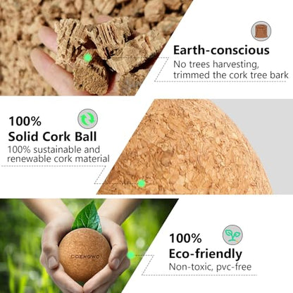 COENGWO Cork Ball Lacrosse Ball, Deep Tissue Muscle Tension Therapy Ball for Trigger Point Therapy, Muscle Soreness, Yoga Therapy, 2.4 Inch - size: 2 balls (2.4'') (No Bag)