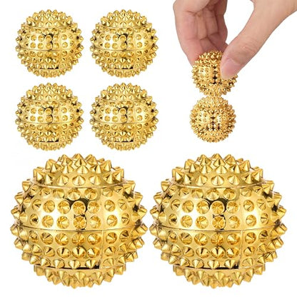 6 Pcs Magnetic Spiky Massage Ball Hand Exercise Relief, Gold - color: Gold