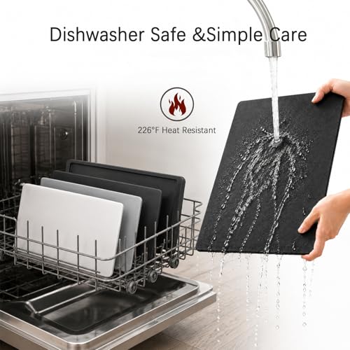 Fotouzy Flexible TPU Cutting Boards Mats Plastic Chopping Board Set of 4 | 3 TPU Cutting Mats + 1 Plastic Cutting Board, Non-Slip, BPA Free, Dishwasher Safe, Scratch Free, For Meat, Vegetables & Fruit