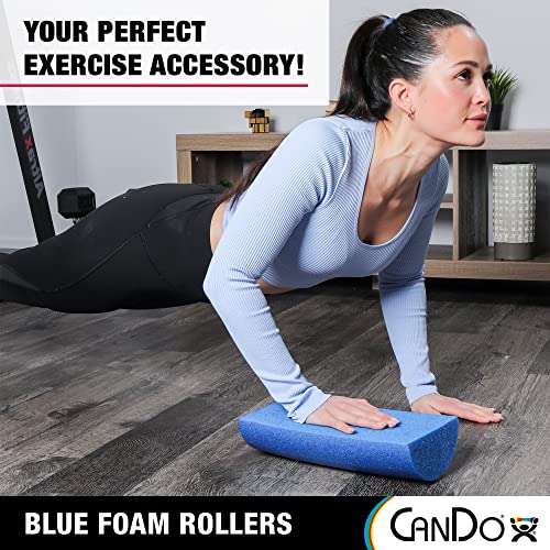 CanDo Blue PE Foam Rollers for Fitness, Exercise Muscle Restoration, Massage Therapy, Sport Recovery and Physical Therapy for Homes, Clinics, and Gyms 6" x 36" Half-Round (Pack of 3) - size: 6" x 36" (Pack of 3)