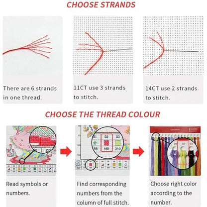 Fanxvivy Stamped Cross Stitch Kits for Beginners Full Range of Cross Stitching Preprinted Embroidery Kits for Adults, 11CT Embroidery Pattern Needlepoint Kits-Magical Flowers 16x20 inch - color: Artdesign02