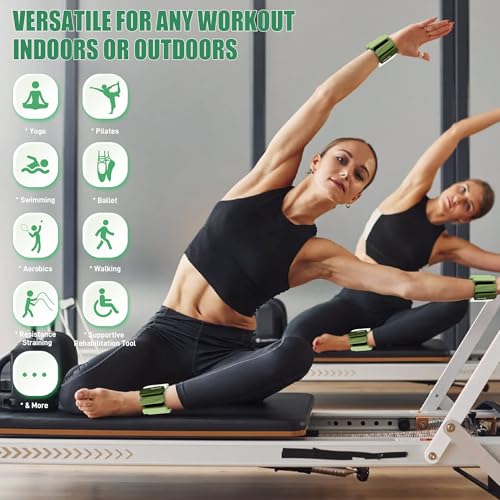 Ankle Wrist Weights for Women 2lbs/4lbs Pairs Adjustable Silicone Weights - color: Gradient Green, size: 2 lbs Pair (1 lb Each)