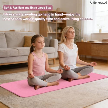 Foldable Yoga Mat with Resistance Band & Sliding Discs, 0.24" Thick Eco-Friendly TPE Non-Slip Workout Mat, Portable for Yoga, Pilates, Home Gym & Travel (72." x 24" x 0.24") - color: PInk
