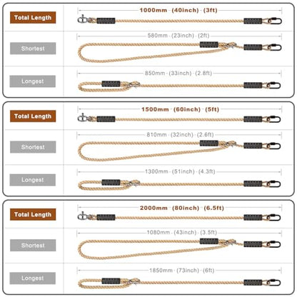 SELEWARE 5ft Tree Swing Rope, Adjustable Hammock Straps Hanging Kit - color: Beige - 2 Pack, size: 5ft