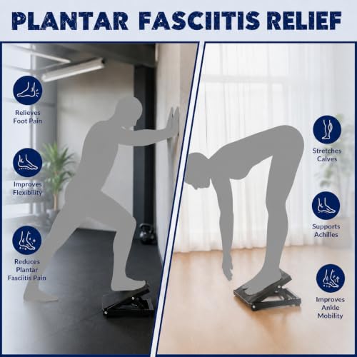Slant Board for Calf Stretching, Metal Calf Stretcher with Adjustable Incline, Heavy Duty Squat Wedge for Plantar Fasciitis, Achilles Tendon, Portable Calf Stretch Board