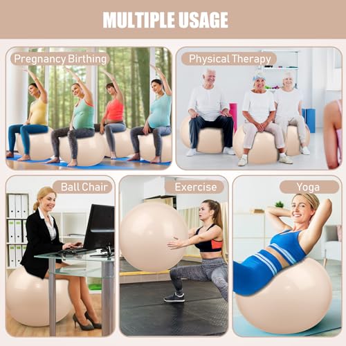 Leyndo 4 Pcs 26 Inch Yoga Exercise Ball Pilates - color: Nude