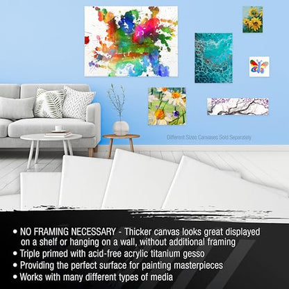 U.S. Art Supply Rectangle Stretched Canvas for Painting 18x60 inch Gallery Depth 1-1/2" Thick, 3-Pack - 12oz Acrylic Gesso Triple Primed, Professional Artist Quality, 100% Cotton - Oil, Pouring Paint - size: 18" x 60"