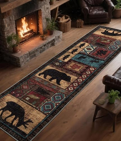 YIHOUSE Washable Rustic Cabin Runner Rug 2x8 Hallway - color: Brown, size: 2'x8' (Runner)