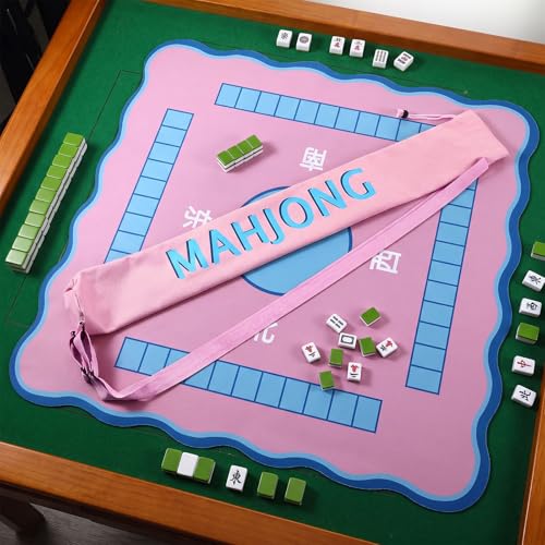 34 Inch Mahjong Mat Bag Storage Holder,Pink,Cute - color: Pink, style: Cute