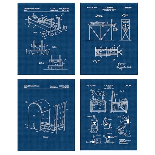STARS BY NATURE Classic Pilates Machines Patent Prints - color: Blue