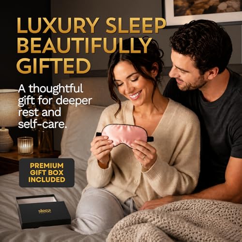 Anti Aging Silk Sleep Mask for Women, Mulberry Silk Eye Mask for Sleeping and Skin Care, Blackout Sleep Mask with Copper Ion Technology Reduces Eye Puffiness, Fine Lines and Wrinkles