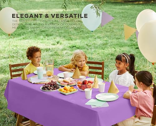 Utopia Kitchen Plastic Table Cloth Disposable [Lavender, 12 Pack] | Rectangle Tablecloth Waterproof Stain Resistant Party Table Cover - color: Lavender, size: 54X108 Inch - 12PC
