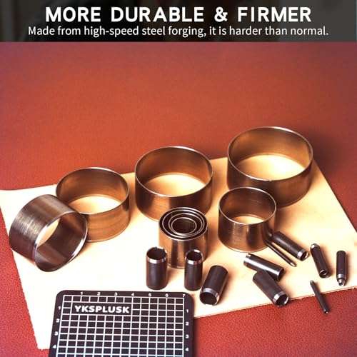 Leather Circle Cutter Tool Set, 31 Pieces Circle Punch Tools 1-25mm 30 35 40 45 50 55mm, High Carbon Steel Round Leather Cutting Dies - Hole Punch Tool Kit for DIY Crafts - size: 31 Sizes