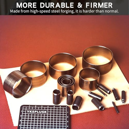 Leather Circle Cutter Tool Set, 31 Pieces Circle Punch Tools 1-25mm 30 35 40 45 50 55mm, High Carbon Steel Round Leather Cutting Dies - Hole Punch Tool Kit for DIY Crafts - size: 31 Sizes