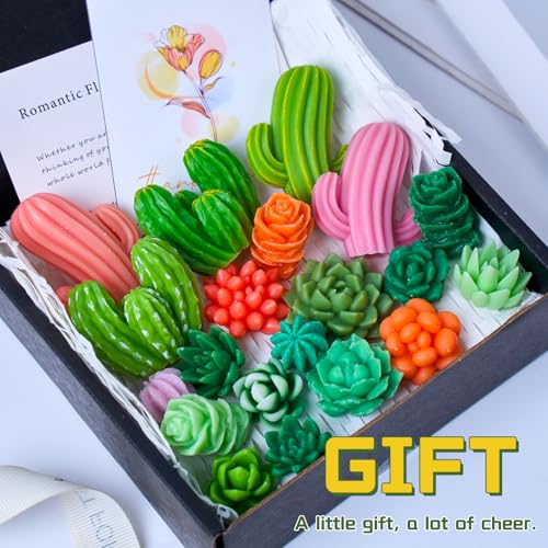 Succulent Candle Mold Set with 9-Cavity & 3D Cactus Silicone Molds for DIY | DIY Silicone Mold Kit for Resin Casting, Candles, Soap & Wax Crafts, Perfect for Home Decor and Handmade Gifts