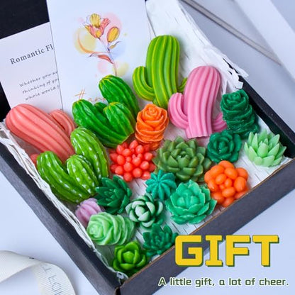 Succulent Candle Mold Set with 9-Cavity & 3D Cactus Silicone Molds for DIY | DIY Silicone Mold Kit for Resin Casting, Candles, Soap & Wax Crafts, Perfect for Home Decor and Handmade Gifts