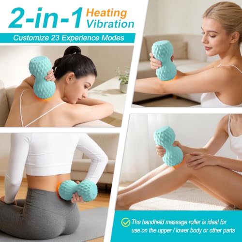 HODEMI Vibrating Peanut Massage Ball with Heat, Deep Tissue Trigger Point Massager for Back, Neck & Spine, Double Lacrosse Design for Myofascial Release & Muscle Relaxation
