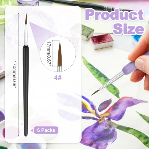 MECCANIXITY Miniature Detail Paint Brushes, 17mm Round Pointed Small Fine Tip Micro Paint Brushes for Fine Model Craft Art Face Acrylic Painting Oil Watercolor(Black, Pack of 6) - color: Black, size: 17mm